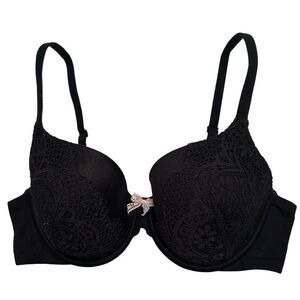 Victoria's Secret Bra Lightly Lined Lace-Cup Demi Bra, Black, 36C